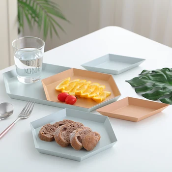 

Nordic Polygon Combination Storage Tray Creative Jewelry Cake Geometric DIY Tea Fruit Tray Home Serving Metal Tray Decor Tray