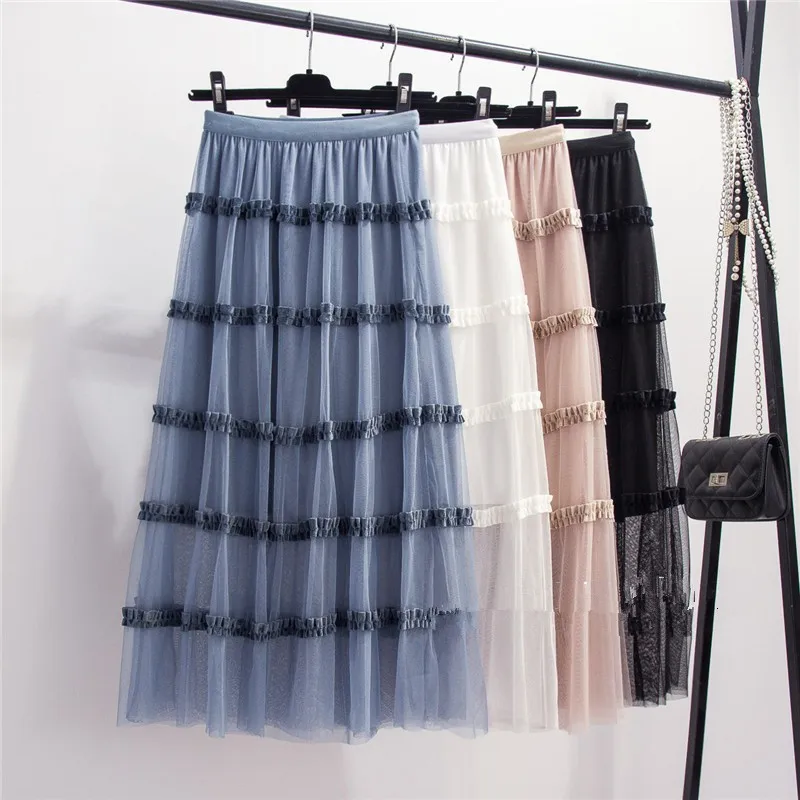 MEVGOHOT/Женская сетчатая плиссированная юбка в стиле пэчворк; сезон зима-осень; большие размеры; розовые юбки с высокой талией; Femme HM764