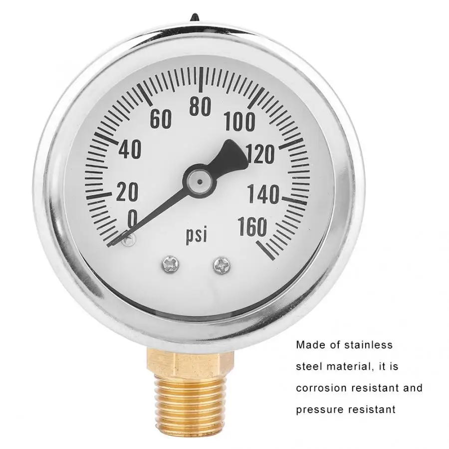 Манометр Манометр высокого качества из нержавеющей стали для уменьшения клапана NPT 1/4in 160psi инструмент давления