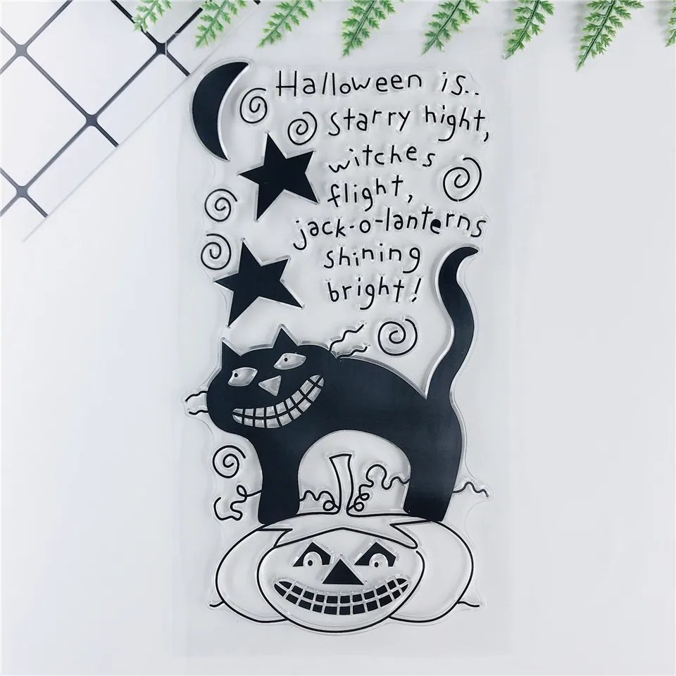 11*20 Хэллоуин кошка прозрачные штампы/печать для DIY Скрапбукинг сладкий резиновый штамп настроения фотоальбом изготовление карт