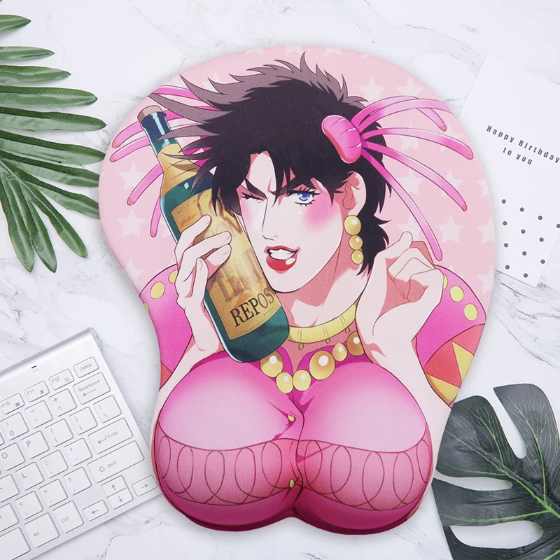 sovawin JOJO Creative Cartoon Anime 3D Mouse Pad Sexy Chest Gel Silicone Mousepad With Wrist Rest Support Soft Breast Mat For PC
