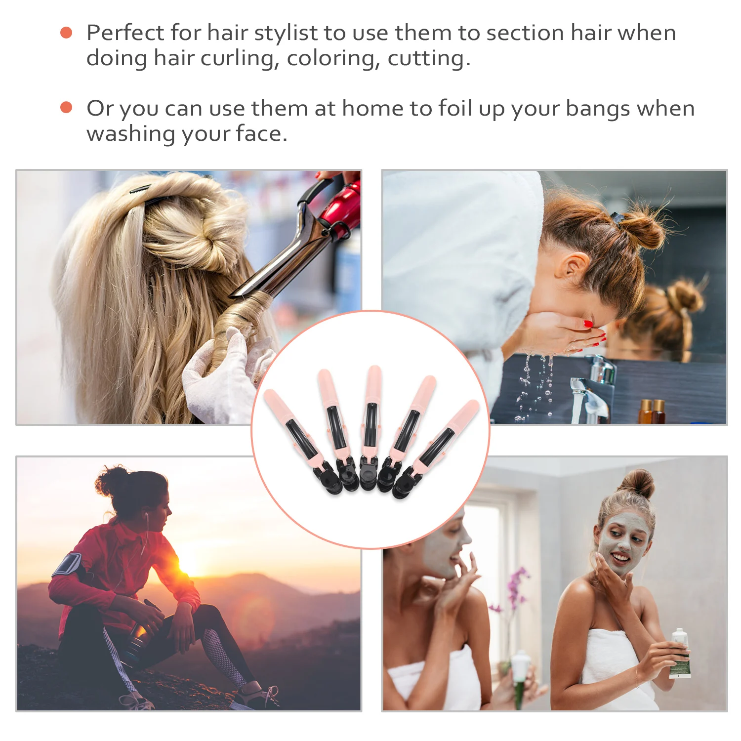 5Pcs Non Slip Hair Clips Hairdressing Styling Sectioning Clips Salon Alligator Clips for Thick Hair Hairgrips for Women Girls