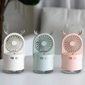

3 in 1 Rechargeable Portable Cool Mist Fans Humidifier with Colorful Night Light for Bedroom Living Room Use
