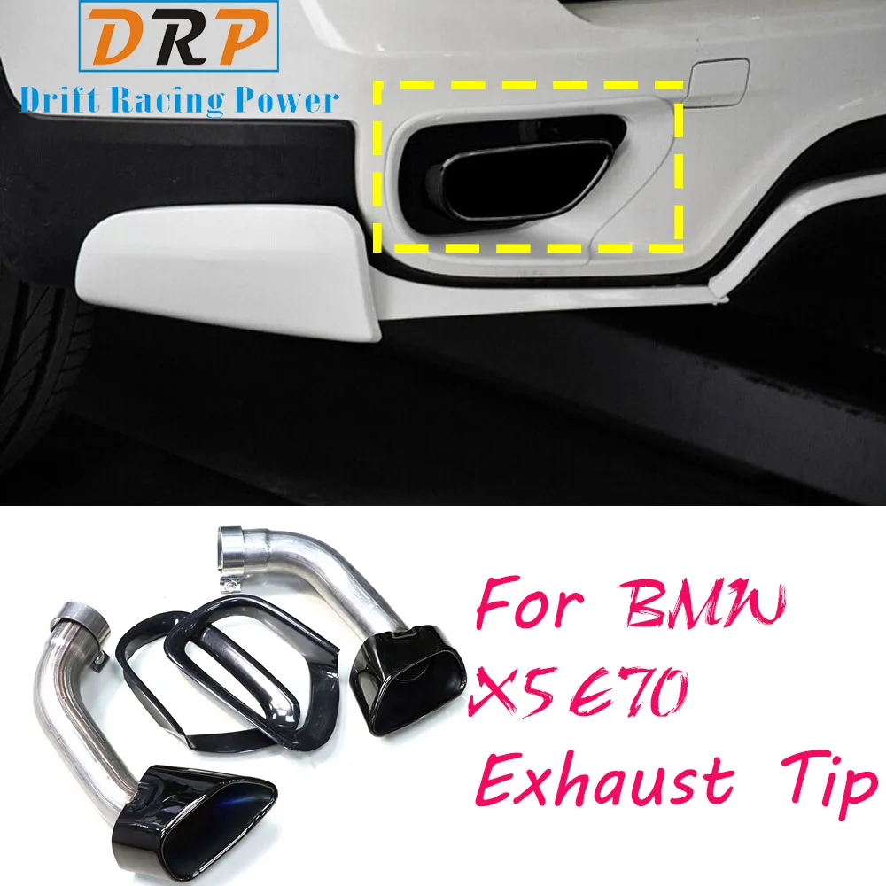 1 Pair Black Exhaust Tip For BMW X5 E70 2008 2013 Exhaust Pipe 304