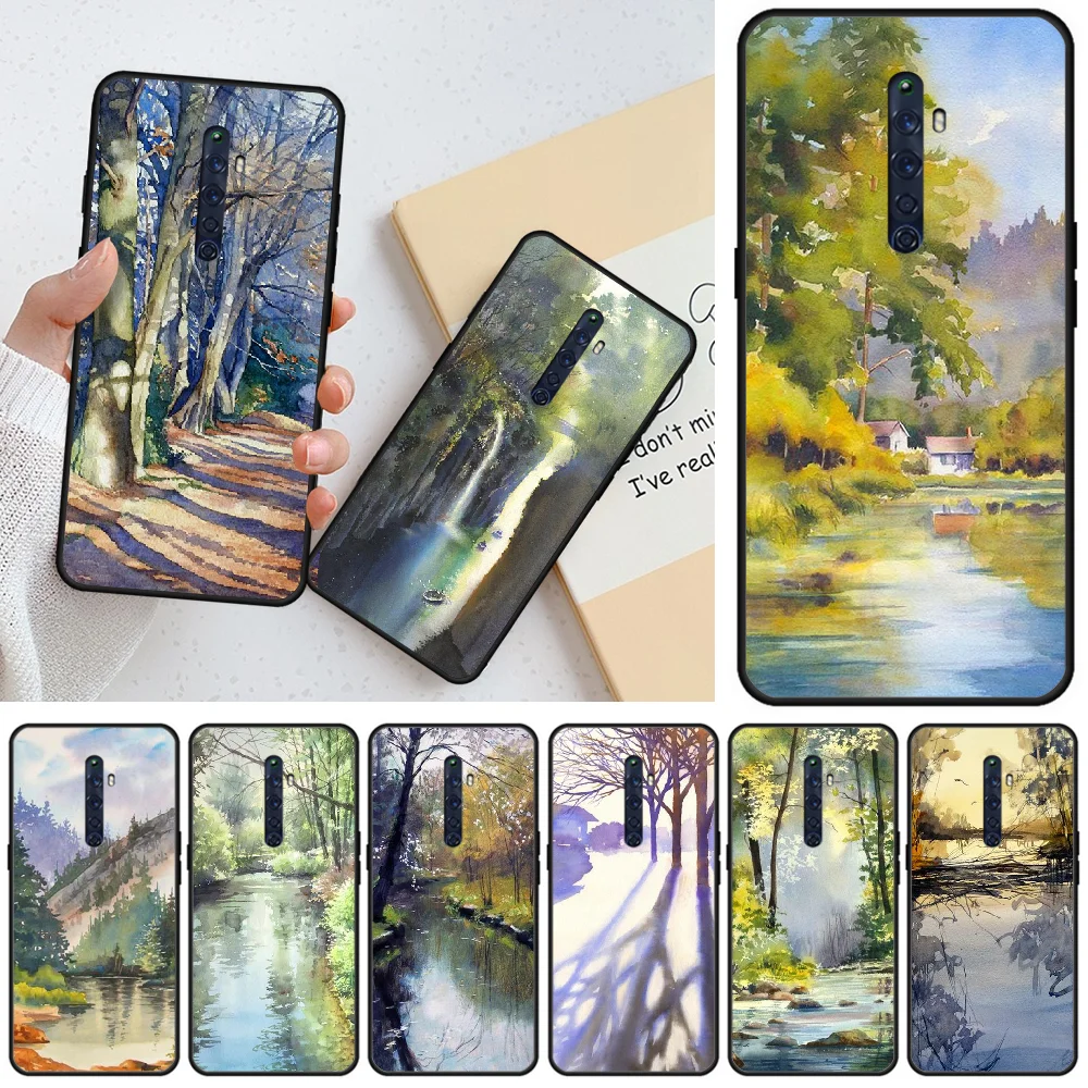 

OFFeier Watercolor woods Customer High Quality Phone Case For OPPO RENO 2Z R15pro R17pro Realme 2 2pro 3 3pro 5 5pro C2