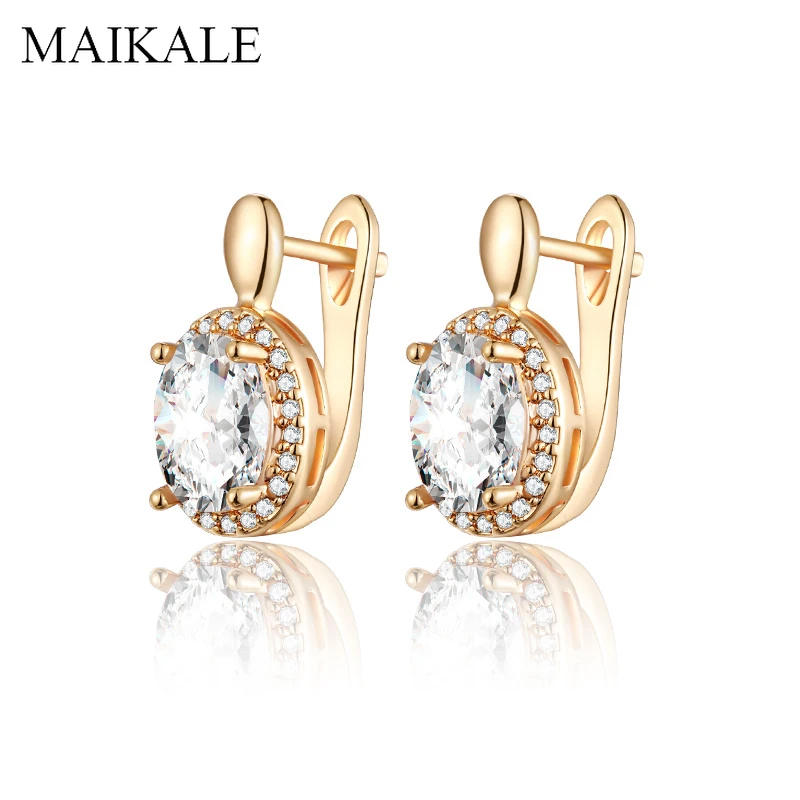 Женские круглые серьги гвоздики MAIKALE роскошные очаровательные золотого и