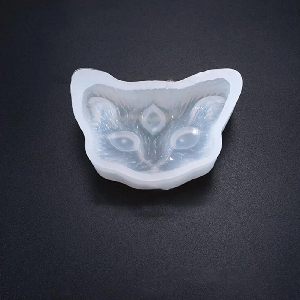 

Crystal Epoxy Mould Diy Jewelry Highlight Three Eyes Cat Head Semi Stereo Angled Cat Head Silicone Mould Dropshipping