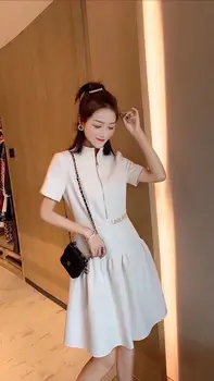 

Romantic Runway Design Vintage Dresses Women Fashion 2020 Spring High Street Letters Print Mini Black / White Patchwork Dresses