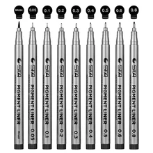 9 шт./лот STA кисть на водной основе маркеры различные кончики черный Fineliner эскизы ручки пигментный вкладыш художественные канцелярские принадлежности