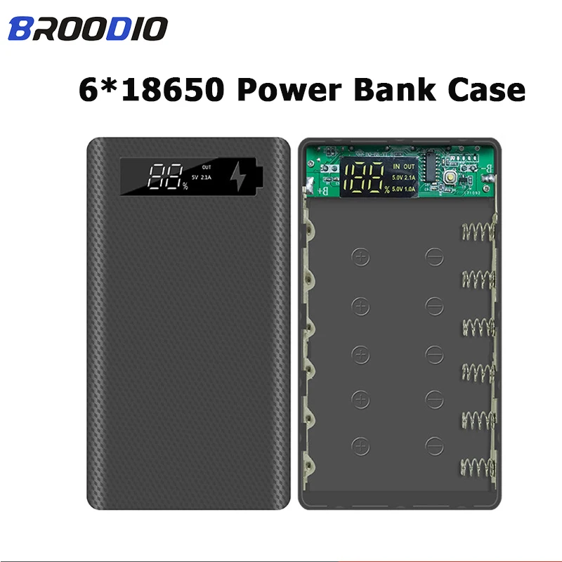 6*18650 Batteries Power Bank Case 5V 9V 12V Output Current Mobile Phone Charger DIY Shell Quick Charge 18650 Battery Holder Box |