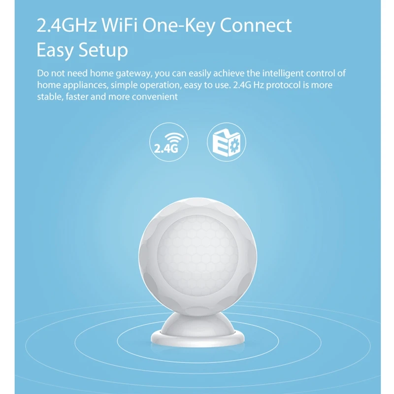 Белый WiFi PIR датчик движения домашняя сигнализация с магнитным кронштейном супер мини форма