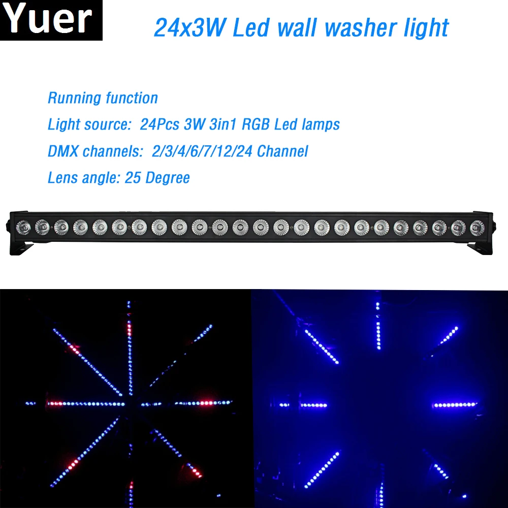 Светодиодный настенный светильник 24x 3W RGB 3в1, светодиодный светильник с функцией бегущей лошади, dmx, DJ, дискотека, вечерние, шоу-эффект, профессиональный сценический светильник s