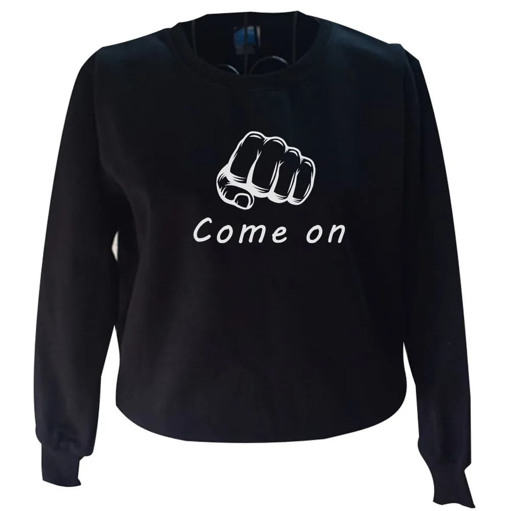 

Autumn chic style letters / fist print O-neck long-sleeved sweatshirt men and women's pullover sweatshirt