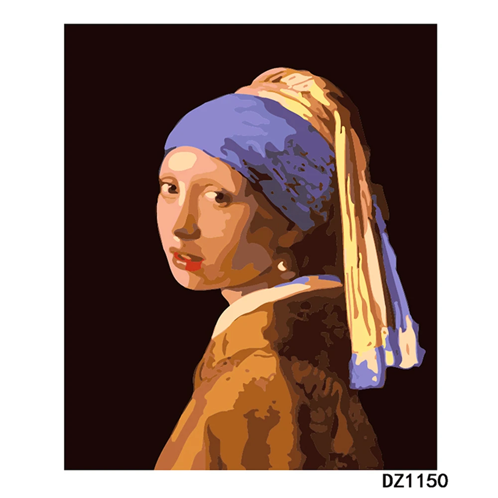 

Girl with a Pearl Earring DIY Oil Painting Paint by Numbers with 4050 Colorful Canvas and inner frame for kill time and bored