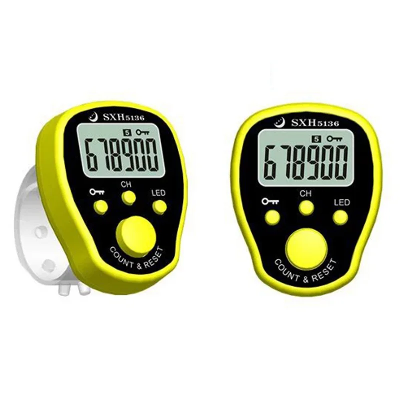 New five-channel chanting counter finger electronic counter chanting multi-function point counter yellow