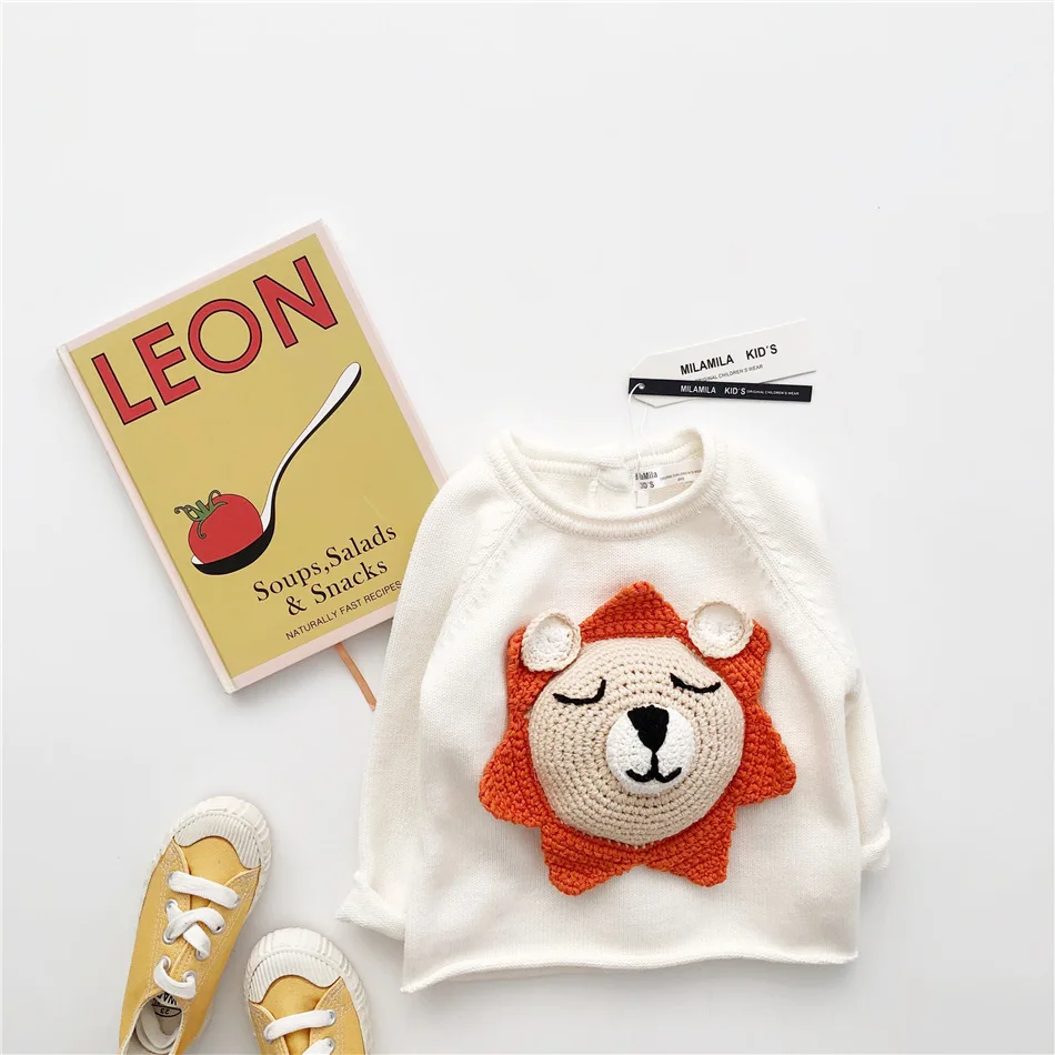 

Tonytaobaby New Autumn and Winter Clothes for Boys and Girls Children Cotton Lion Handmade Sweaters Toddler Girl Sweater