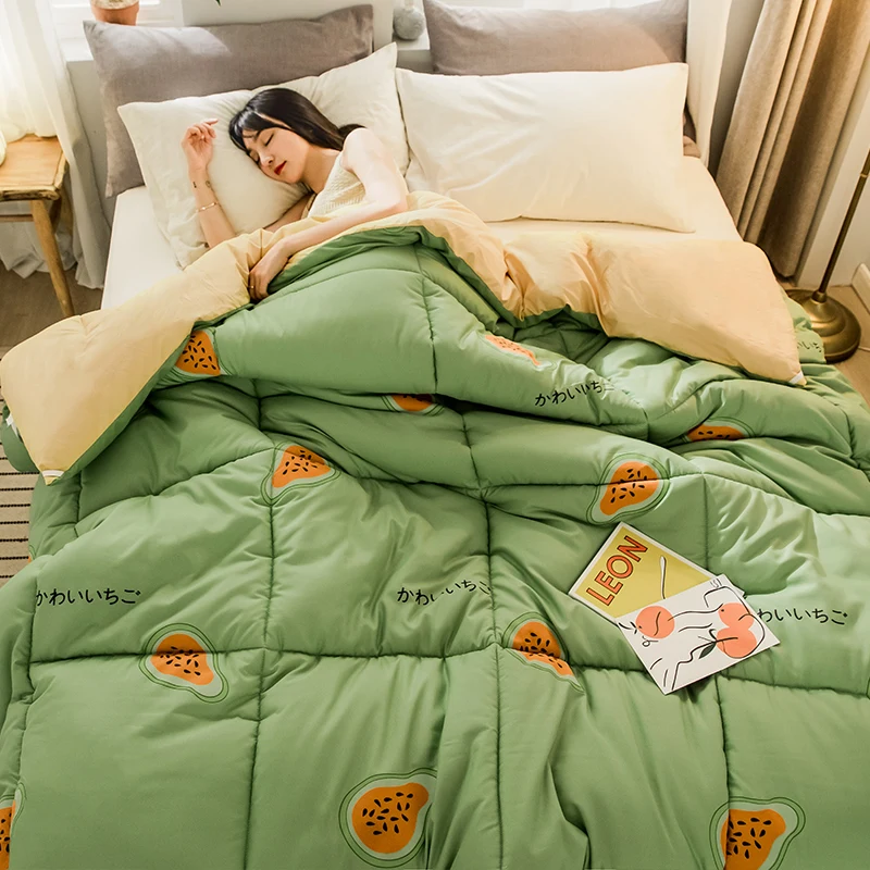 

Warm Bed Cover Fresh Style Thicken Blanket New Fashion Winter Comforter Colourful Bedding Duvet With Stuffing Patchwork Quilt CF