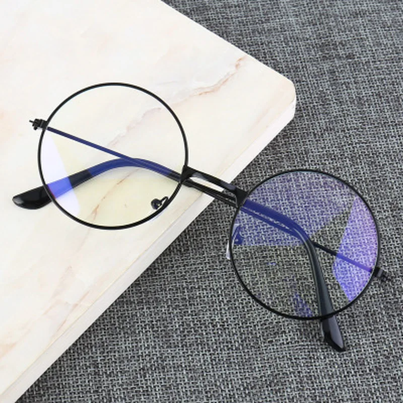 glasses to protect eyes from screen Round Metal Frame Blue Light Glasses Vintage Glasses Personality College Eye Protection Blue Light Blocking Glasses blue light blocking reading glasses Blue Light Blocking Glasses