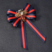 Европейская и американская брошь в полоску с бантом из ткани, модные аксессуары в виде пчелы, брошь-корсаж,, Cm1109