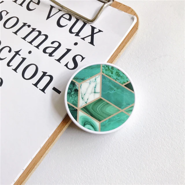 Glossy Popular Marble Expanding Phone Stand Grip Finger Rring Support Anti-Fall Round Foldable Mobile Phone Holder for iPhone 11 Y4