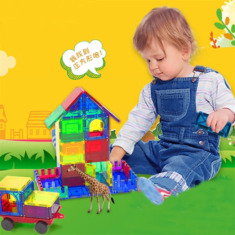 

Children DIY Creative Assembled Magnetic Building Blocks Plastic Toy Colorful Magnetic Sheet 30