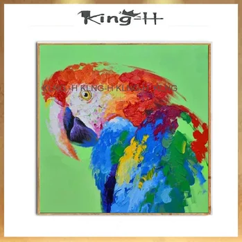 

Animal hand-painted Pintura al óleo sobre lienzo de loro rojo bonito hecha a mano 100% sobre lienzo para regalo de niños.