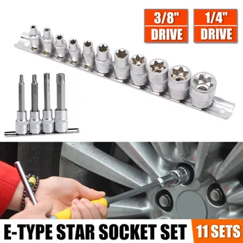 

11Pcs Drill Socket External Automotive Female Trox Hand Tools With Rail