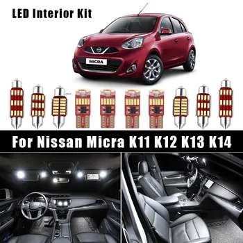 

White Canbus LED Bulbs Interior Reading Dome Map Trunk Light Kit For 1993-2019 Nissan Micra K11 K12 K13 K14 Car Accessories