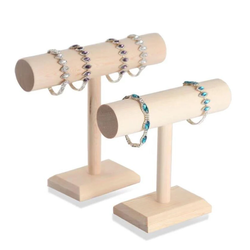 1x Bracelet Necklace Jewelry Show Display Stand Holder Rack Wood 1-Layer