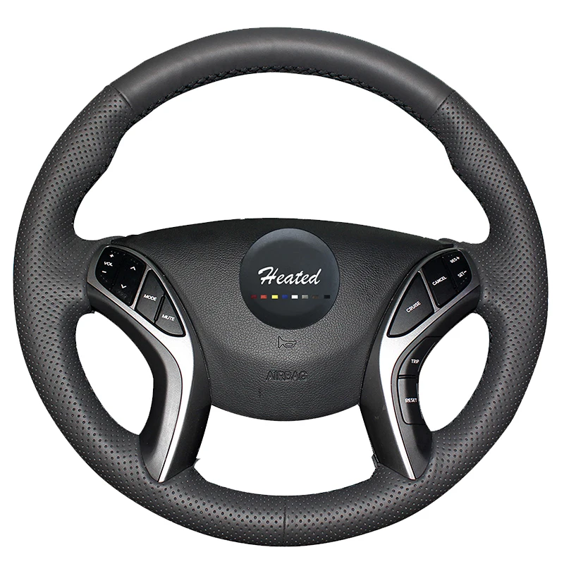 Оплетка на руль из микрофибры с подогревом для Hyundai Elantra 2011 2016 Avante i30 2012 2016|leather steering