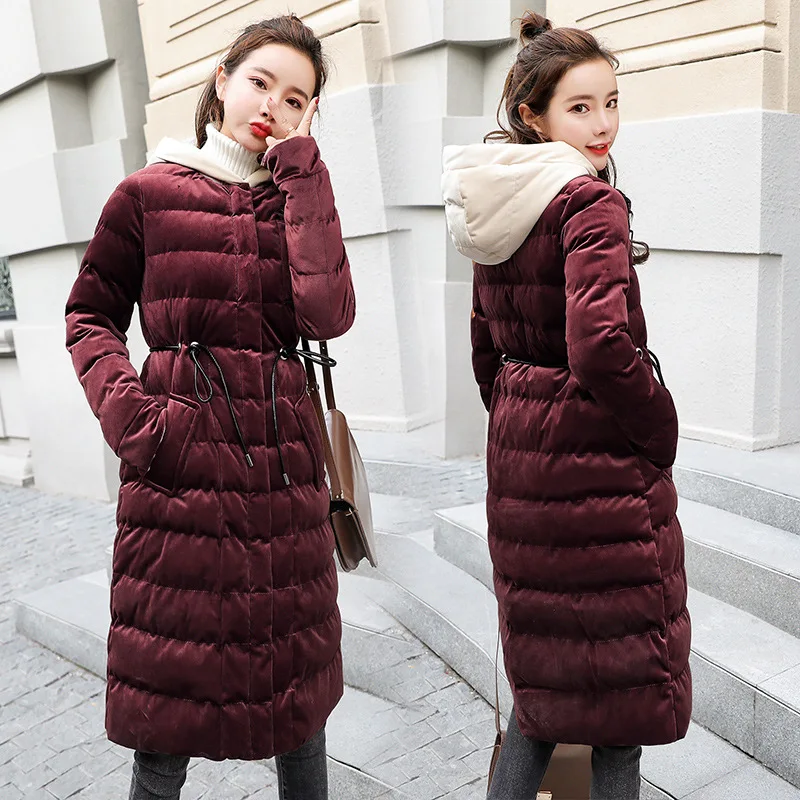 

Winter Coat Women's 2018 Winter New Style Korean-style Mid-length Thick Gold Velvet Cotton-padded Clothes Fashion Slim Fit Warm