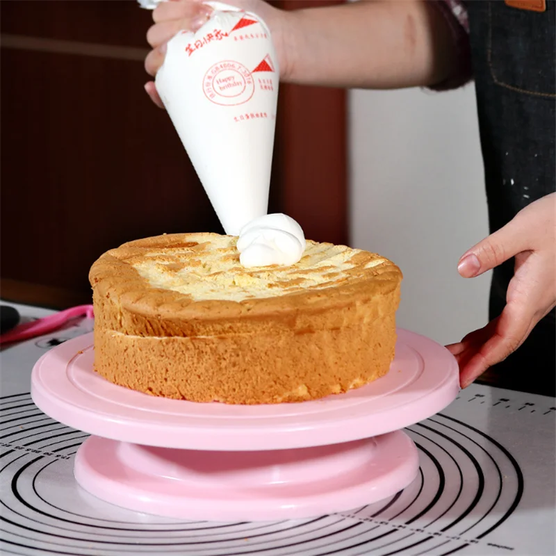 Plastic Cake Plate Turntable Rotating Anti-skid Round Cake Stand Cake Decorating Rotary Table Kitchen DIY Pan Baking Tool