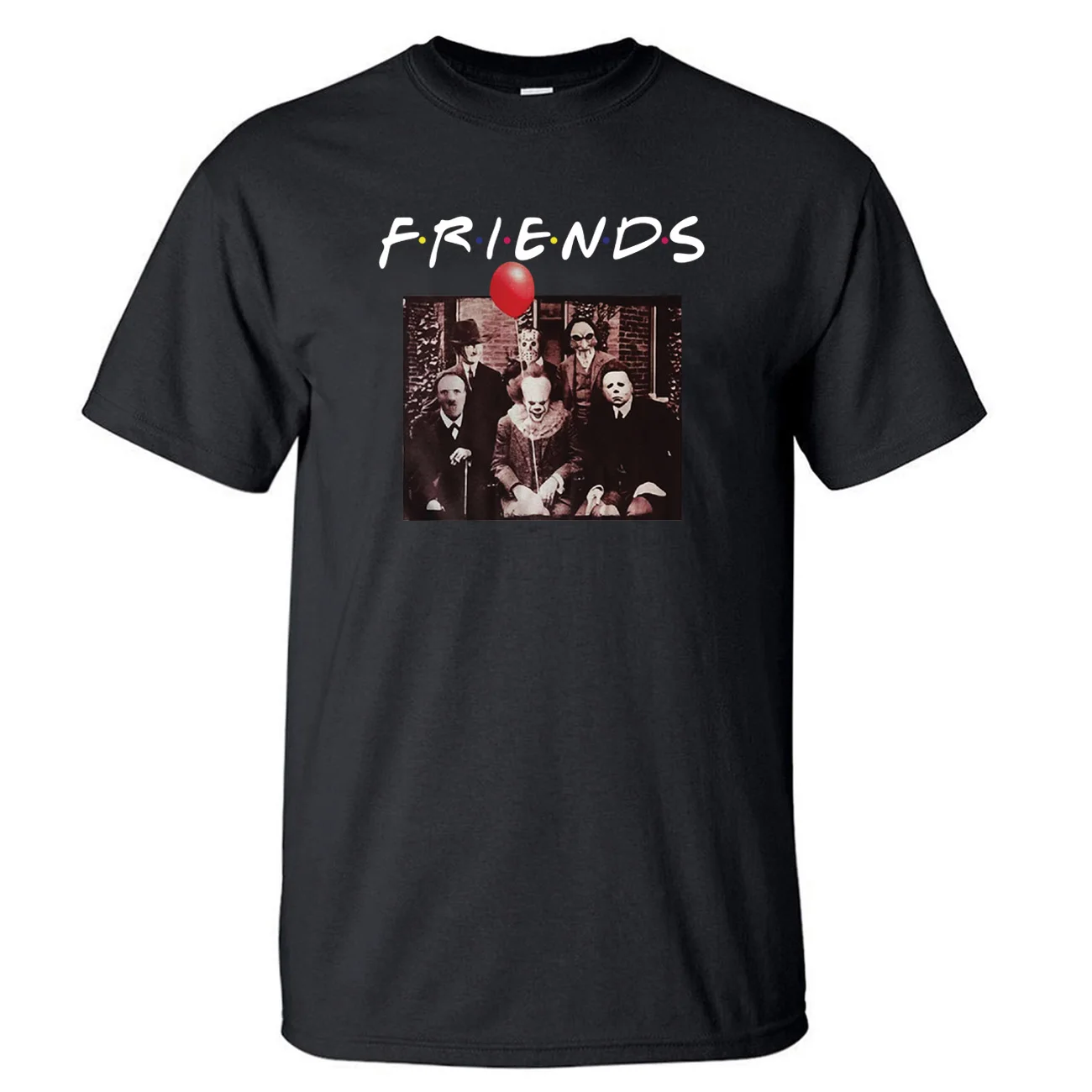 Мужская футболка с принтом «Друзья ужасов», «Pennywise», «Майкл Майерс», «Jason Voorhees Joker», Забавные футболки, летняя хлопковая футболка, черная футболка, Топ - Цвет: Black 6