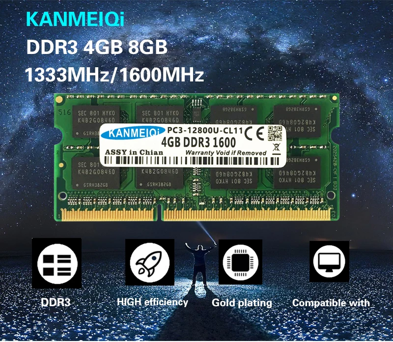 DDR3L DDR3 4 ГБ 8 ГБ 1333 МГц 1600 SO-DIMM 1,35 v 1,5 v ноутбук оперативная память 204pin памяти ноутбука KANMEIQi