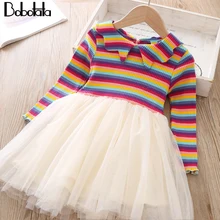 Bobotata/ костюм; Детские платья для девочек; Осенняя детская одежда; разноцветное платье принцессы в полоску; шифоновое платье для девочек; Vestido