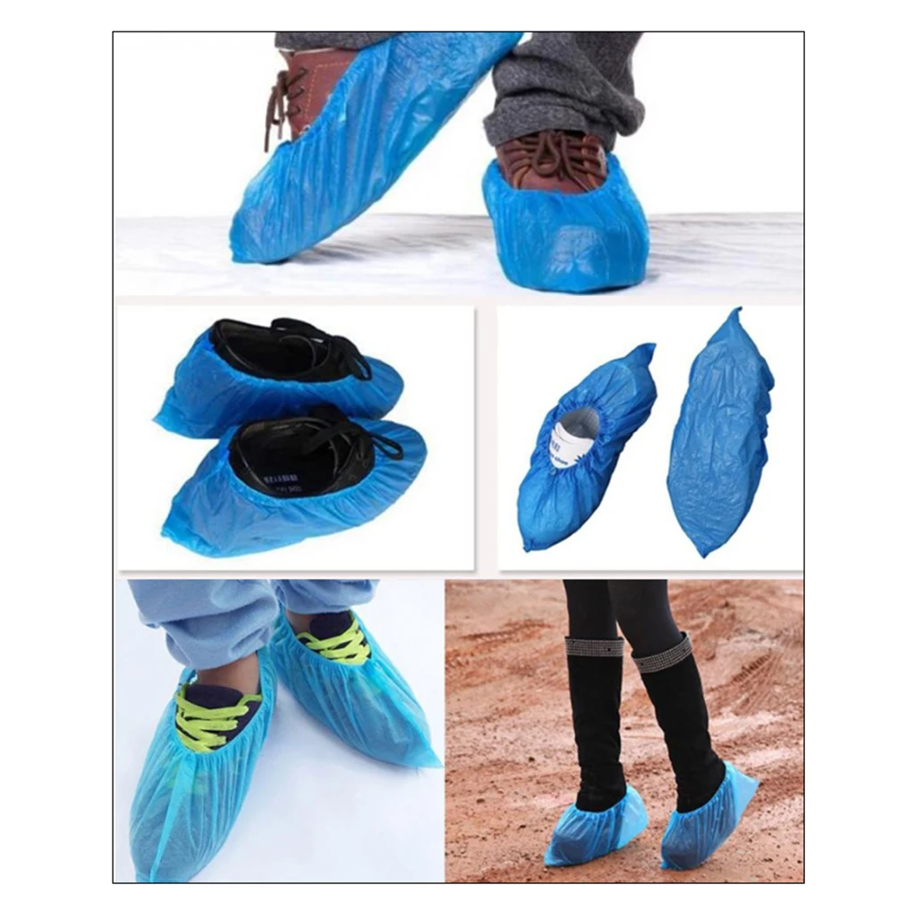 200pcs 100 Pairs Boot Shoe Covers PE Non Slip Disposable Overshoes HOT