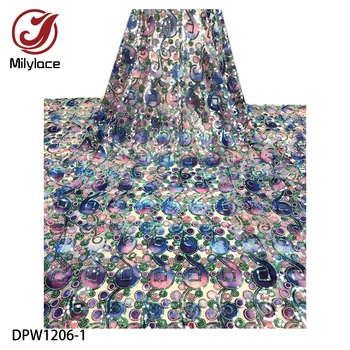 

Latest African Lace Fabric 2019 Sequins High Quality Velvet Lace Nigerian Lace Fabrics for Wedding DPW1206