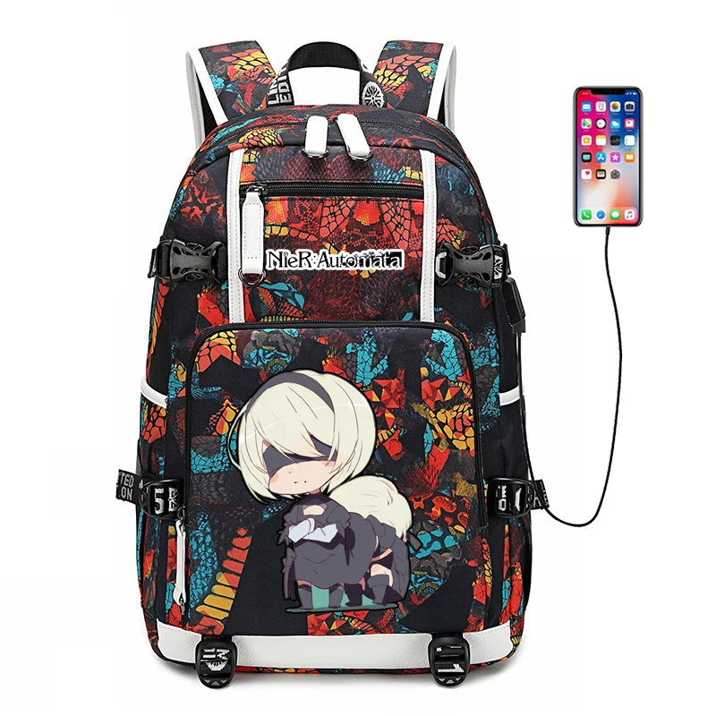 Hatsune Miku Women Cute Back Pack Canvas School Bags Bookbag Large Travel Bagpack USB Charging Laptop Backpack Men Backpack