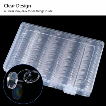 

30mm Clear Round Plastic Coin Capsule Box Holder 100pcs Coin Slabs Coin Storage Box TUE88