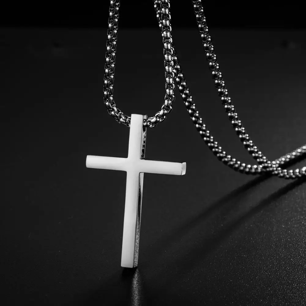 Ожерелье из нержавеющей стали с кулоном в виде Креста для мужчин и женщин, минималистичное ювелирное изделие для мужчин и женщин, ожерелье для молитвы, Чокеры серебряного цвета