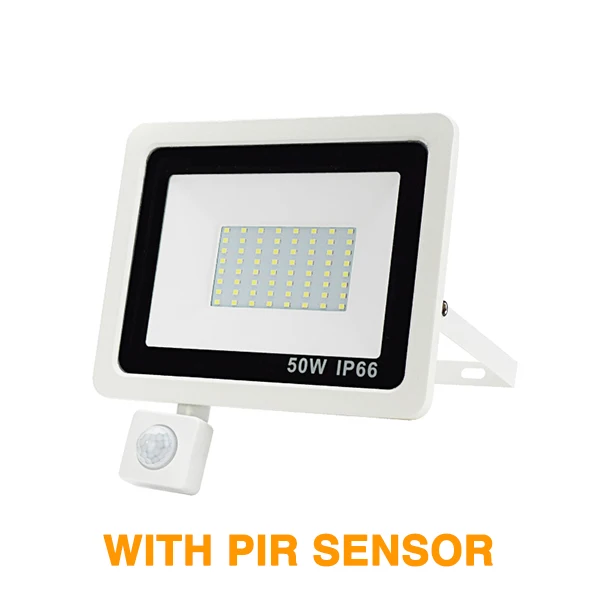 PIR Sensor Светодиодный прожектор, 220 В, PIR датчик движения, светодиодный прожектор, 10 Вт, 20 Вт, 30 Вт, 50 Вт, 100 Вт, наружный настенный отражатель, освещение, водонепроницаемая садовая лампа - Испускаемый цвет: PIR Sensor