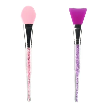 

2pcs/set Facial Mask Brushes Shinning Handle Soft Silicone Pink Purple Mixing Mud Brush Applicator Makeup Brushes Skin Care