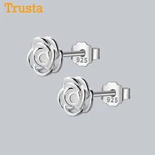 Trustdavis 925 пробы серебряные ювелирные изделия модные милые маленькие серьги-гвоздики в виде розы для женщин и дочек подарок для девочек DA127