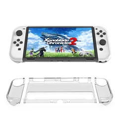 Switch OLED host transparent shell NS OLED left and right handle TPU set + host PC protective case set