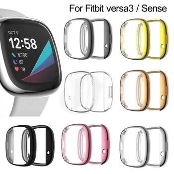 

Electroplated Soft TPU Case Full Cover Screen Protector Watch Shell Compatible with Fitbit Versa 3 Fitbit Sense Anti-Scratch