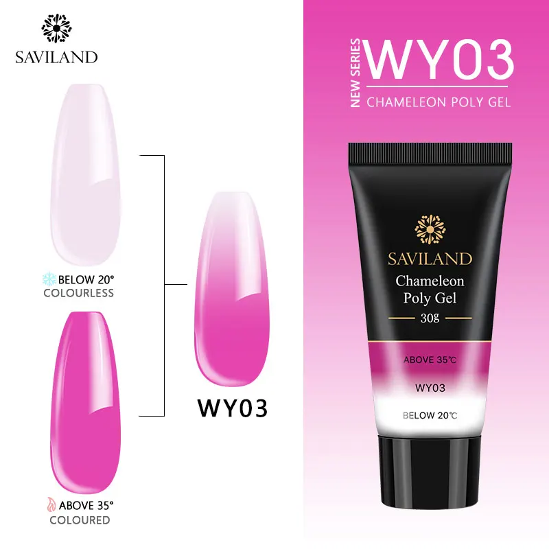 30ml WY03 SAVILAND поли гель меняющий цвет термо расширение поли гель лак для ногтей быстрое строительство УФ гель лак замачиваемый УФ Гель-лак для маникюра - Цвет: 30ml WY03