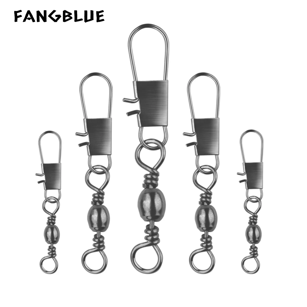 30Pcs Swivels Fishing Connector with Snap Steel Alloy Bearing Rolling