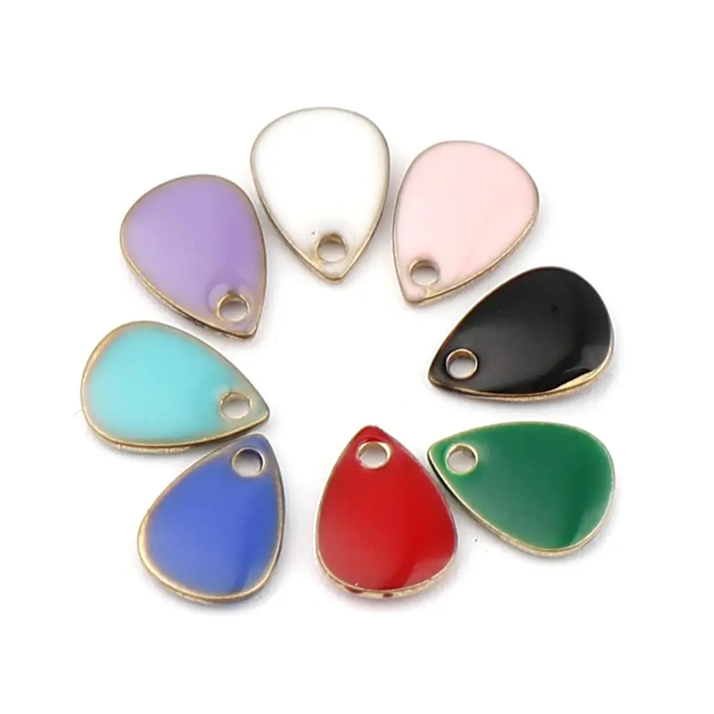 

Doreen Box Fashion Copper Enamelled Sequins Charms Brass Multicolor Drop Pendants DIY Making Earrings Jewelry 7mm x 5mm, 10 PCs