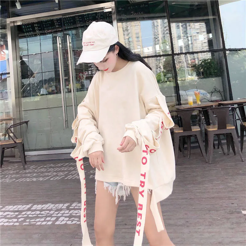 Крутые женские толстовки уличная японская девушка Harajuku Толстовка Зимние женские Топы Рубашки свободная Осенняя верхняя одежда Хип Хоп Толстовка
