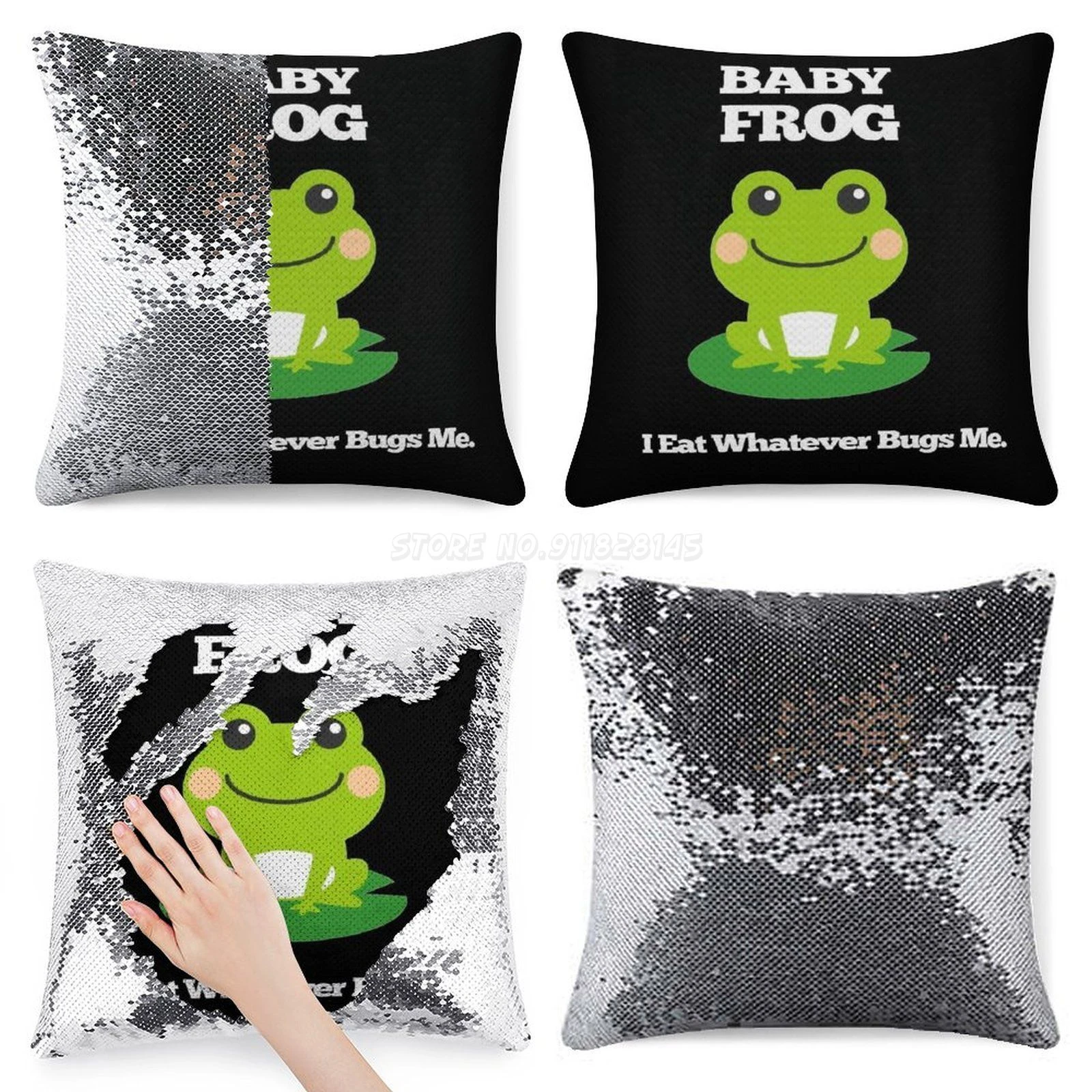 BABY FROG. I EAT Whatever Bugs Me Sequin Pillowcase Glitter Pillow Case for  Sofa Decorative Party Funny Frog Baby Cartoon Cute F|Pillow Case| -  AliExpress